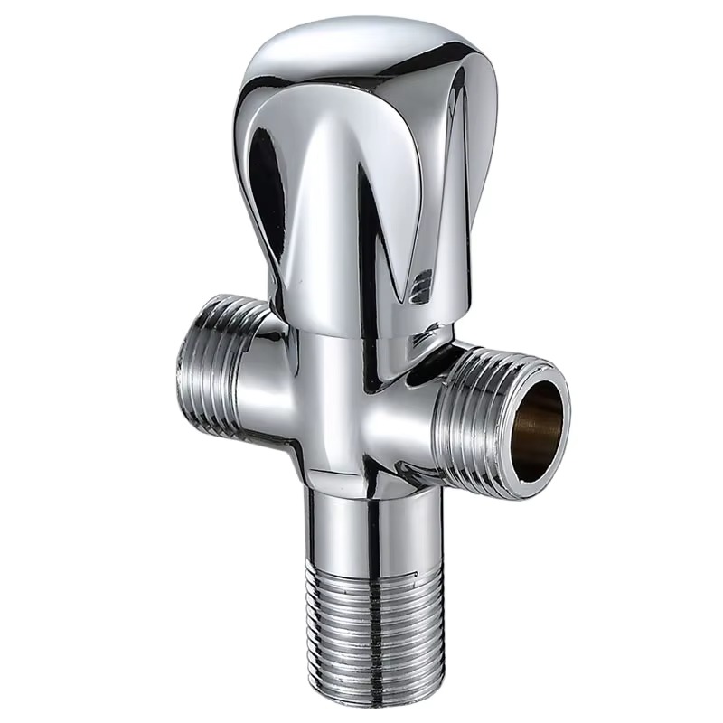 Elegant Retro Brass 1-In-2-Out Angle Valve Faucet Modern Design for Kitchen and Bathroom for Hotels