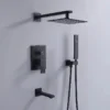 主图_1 Lujoso set de ducha de latón de doble función con cascada y chorro de lluvia con masaje de rociado suave Instalación oculta Grifo de techo para baño