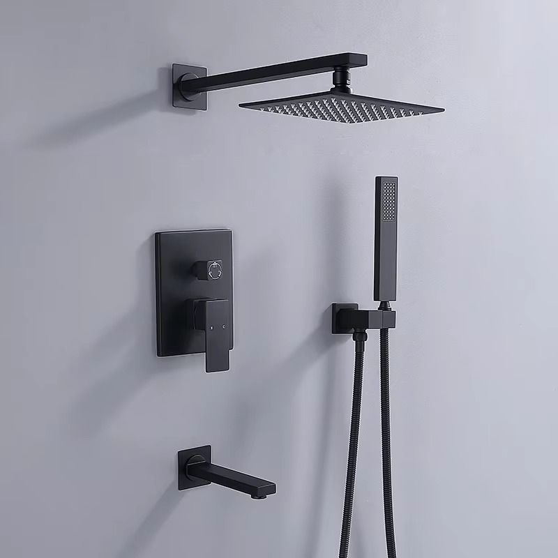 Luxury Dual Function Brass Shower Set Waterfall & Rain Jet Massage Soft Spray Concealed Installation Ceiling Faucet for Bathroom