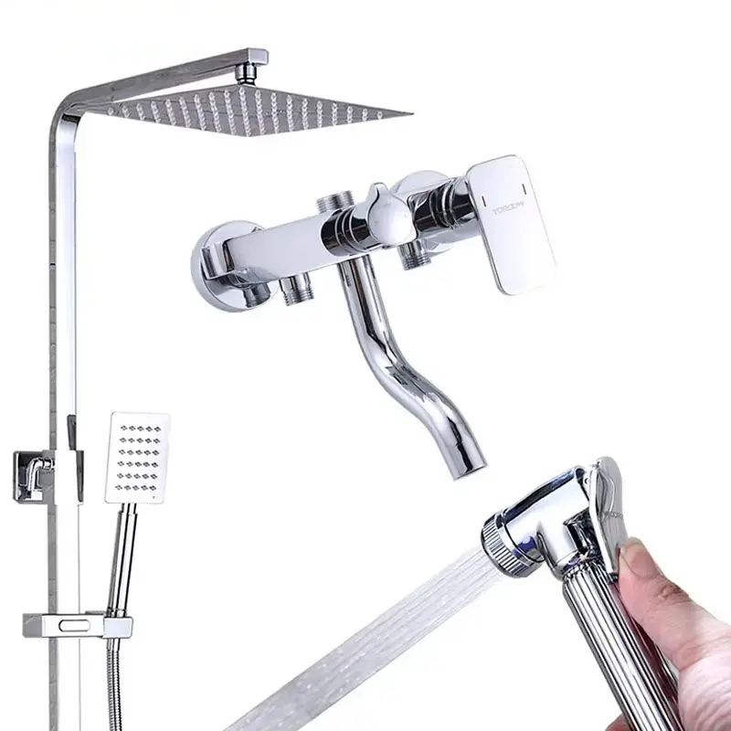 Sistema de ducha comercial de alta calidad de lujo de techo cuadrado de flujo ajustable Set pulido cepillado caliente fría grifo de la ducha