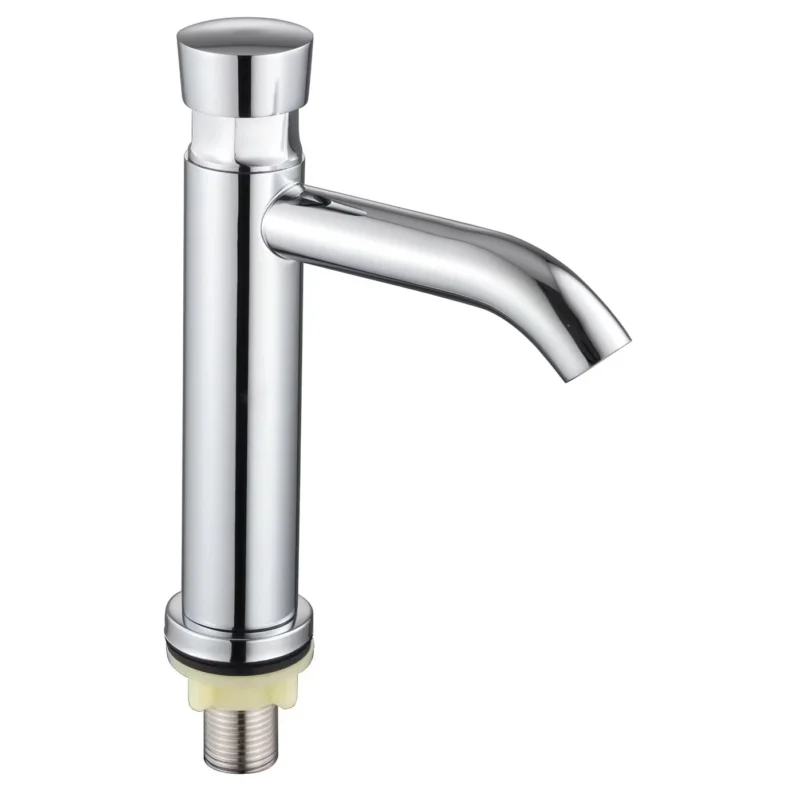 Ventes directes d'usine robinet temporisé en laiton chromé monté sur le pont robinet à bouton poussoir robinet temporisé public