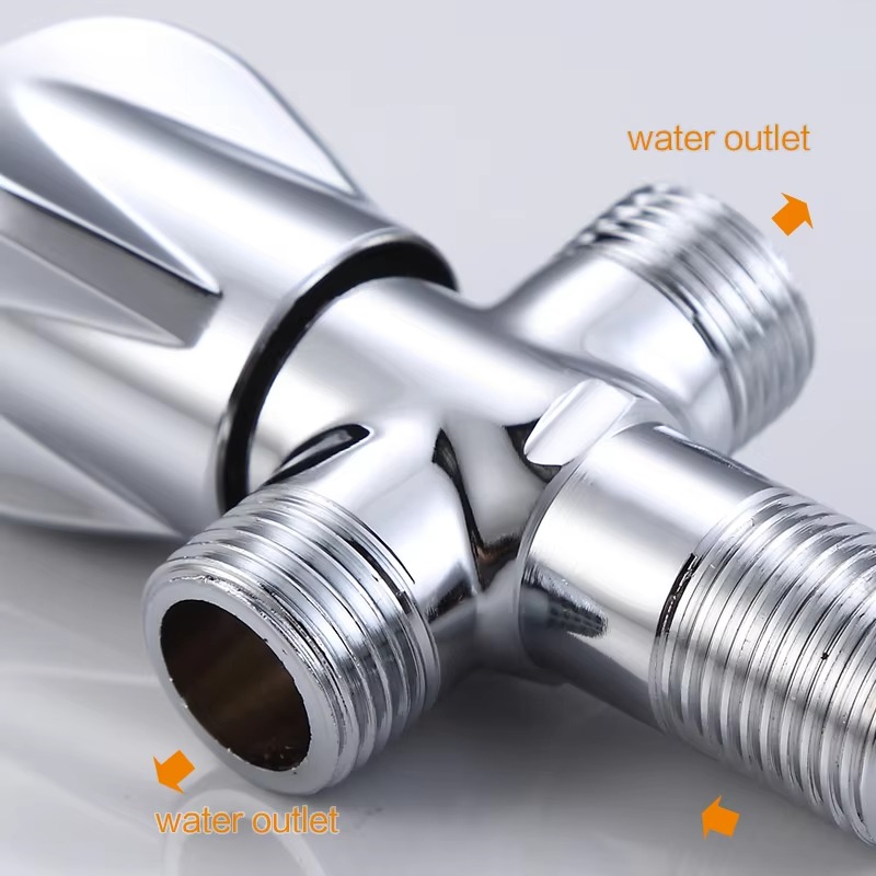 Elegant Retro Brass 1-In-2-Out Angle Valve Faucet Modern Design for Kitchen and Bathroom for Hotels