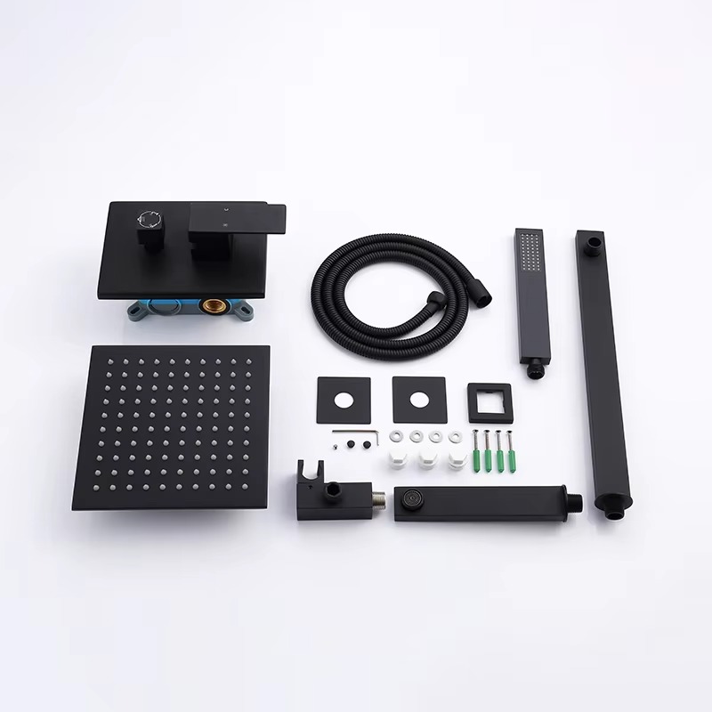 Luxury Dual Function Brass Shower Set Waterfall & Rain Jet Massage Soft Spray Concealed Installation Ceiling Faucet for Bathroom