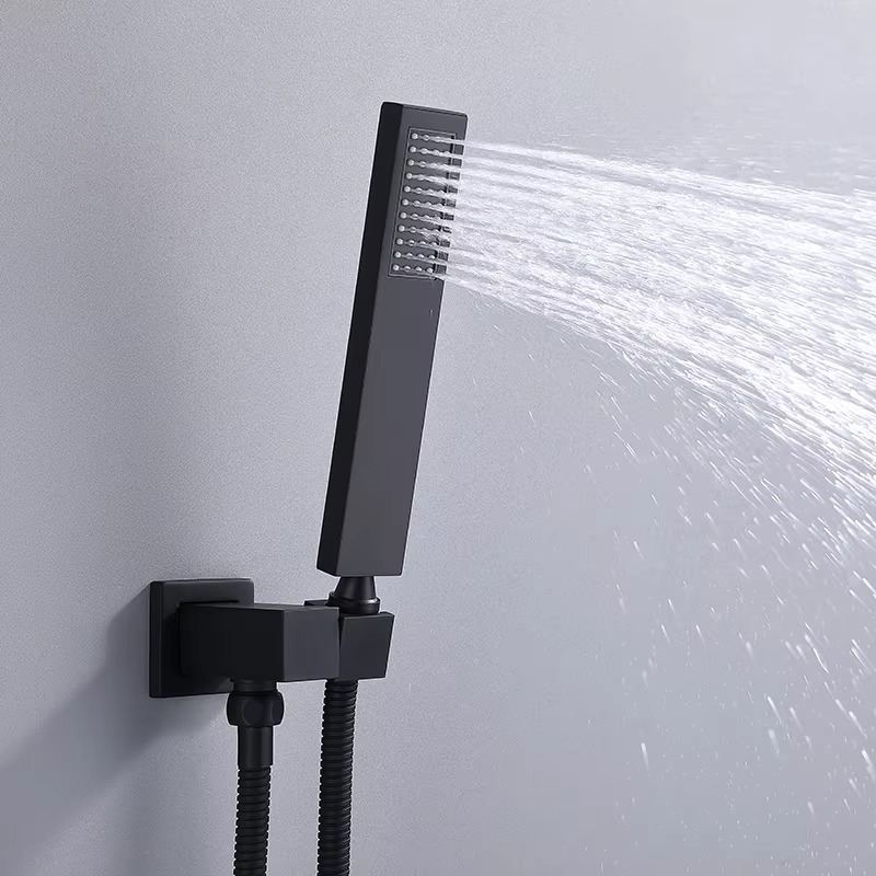 Luxury Dual Function Brass Shower Set Waterfall & Rain Jet Massage Soft Spray Concealed Installation Ceiling Faucet for Bathroom