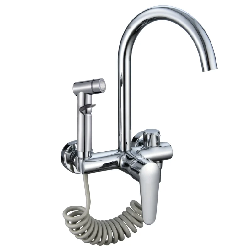 Moderno grifo de la cocina montado en la pared de latón oculto grifo de lavabo de cromo para hoteles Hogares y Balcón Baños