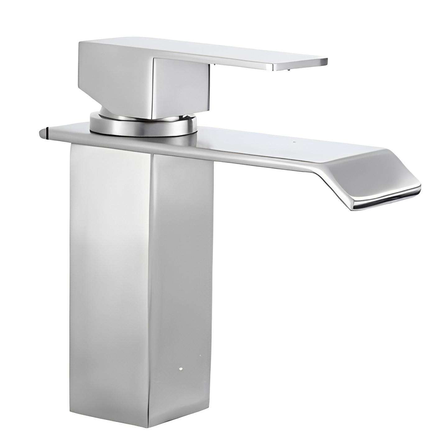 06ac8f69-034f-4857-a110-87e88118f883 Torneira de lavatório quadrada de furo único de alta qualidade com misturador termostático em cascata para casa de banho Escola de design contemporâneo elegante