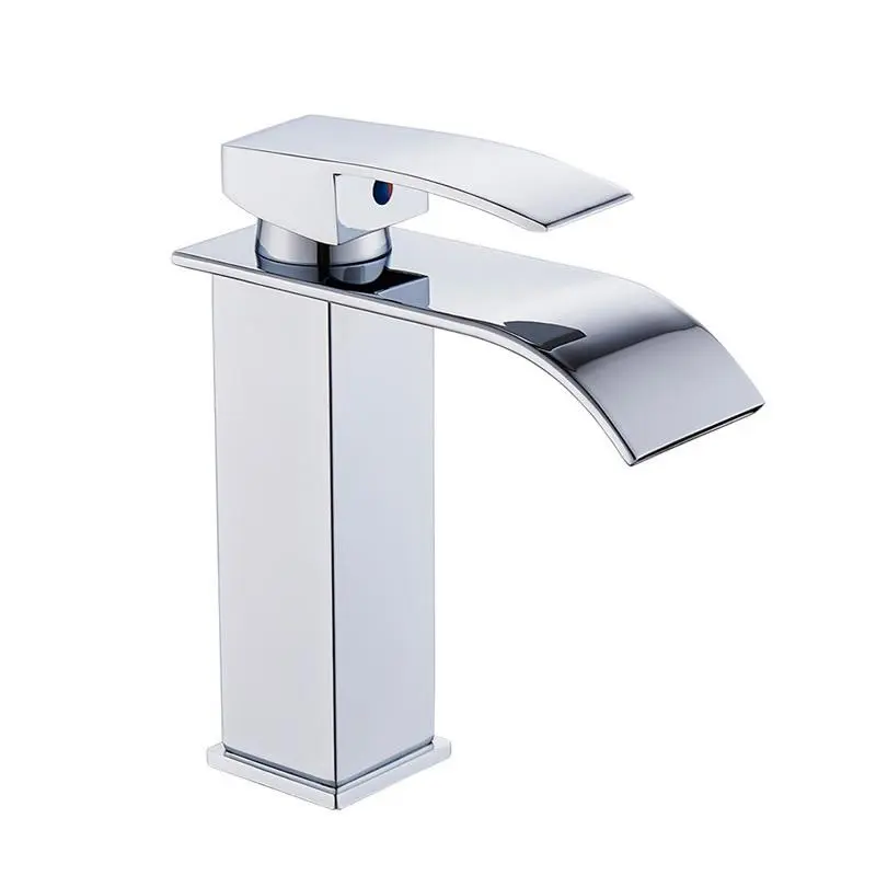 Robinet de salle de bains multifonctionnel carré argenté mitigeur thermostatique pour lavabo Robinet de lavabo carré argenté design moderne