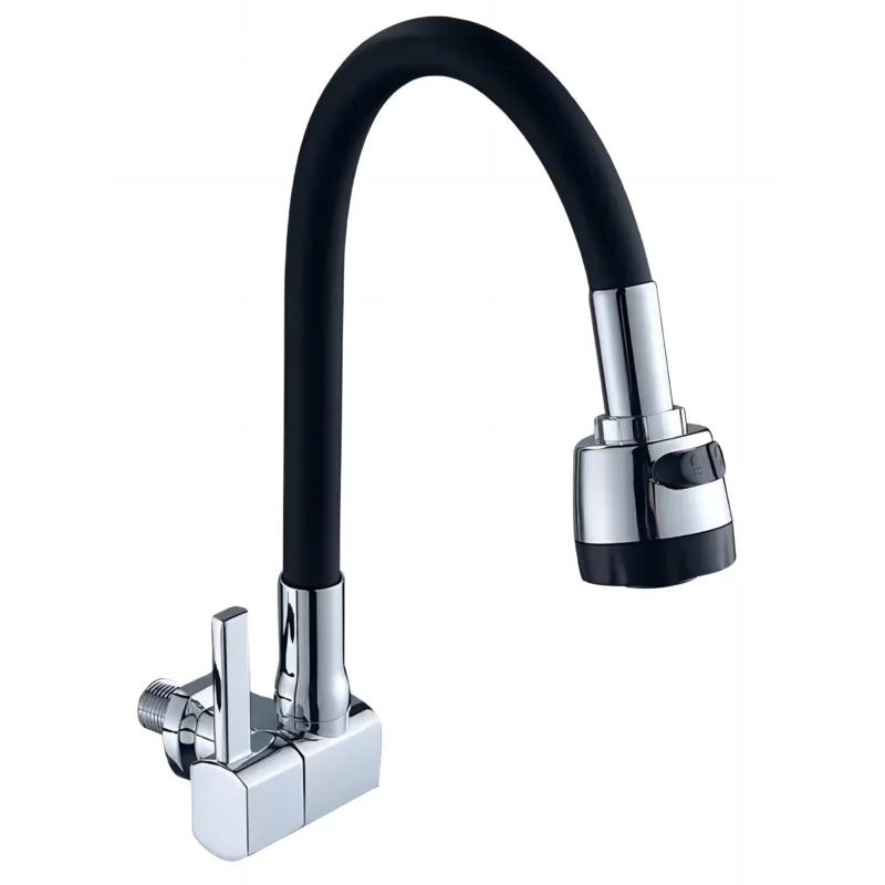 Torneira de cozinha comercial de alta qualidade com um único orifício e um único puxador Torneira de água fria de zinco com montagem na parede