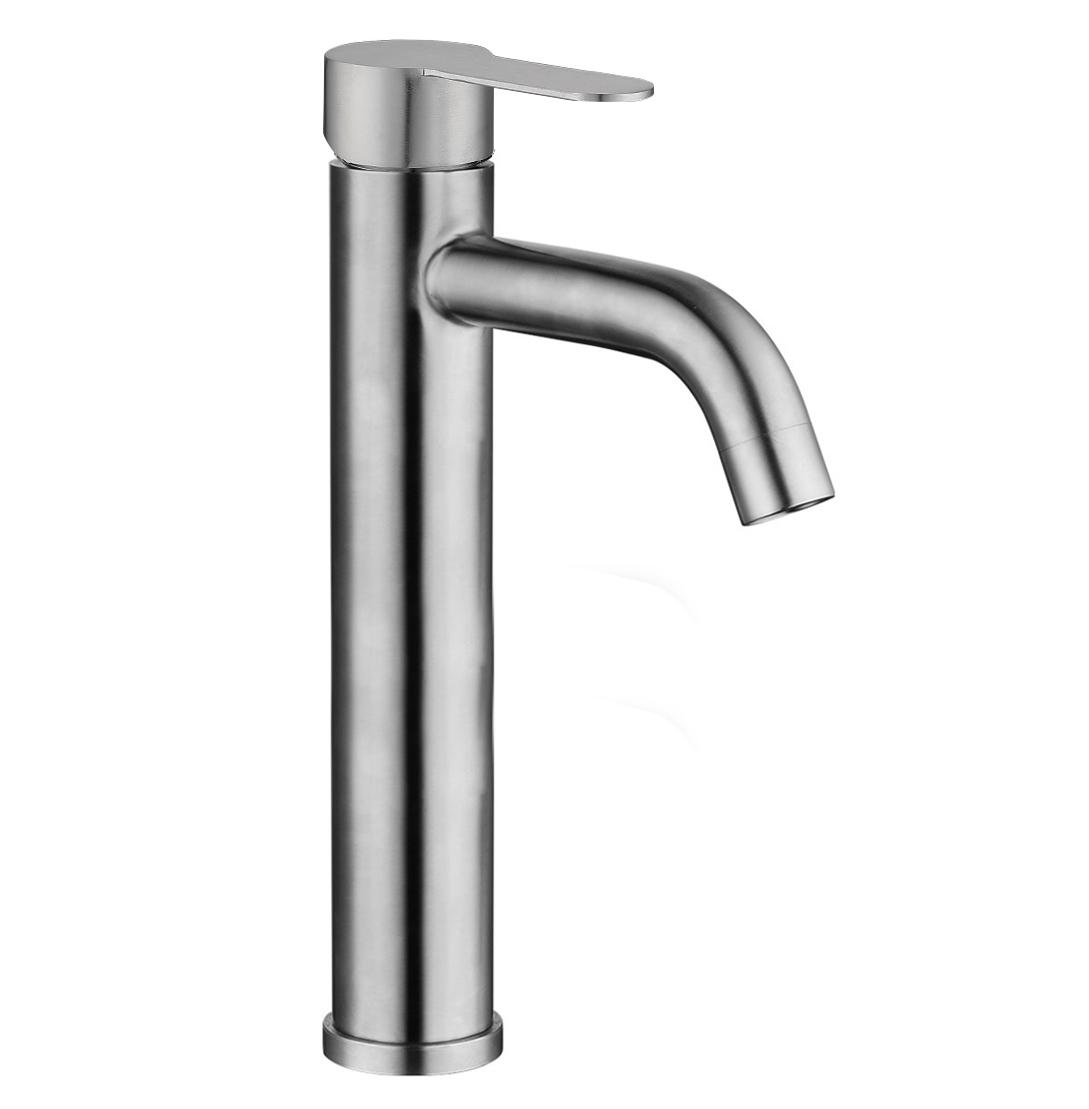 14 Grifo de lavabo Vintage 304 de acero inoxidable de una sola manija mezclador caliente frío Instalación de la cubierta para el hotel