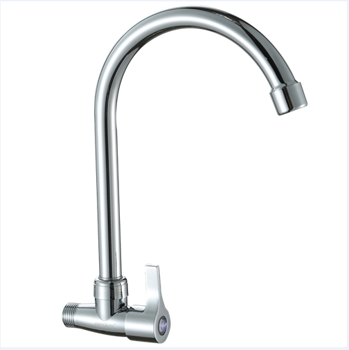 Nouveau Design Robinet à bec chromé poli Ouverture rapide Robinet mural pour hôtel Long Body Zinc Saving Water Faucet Accessories