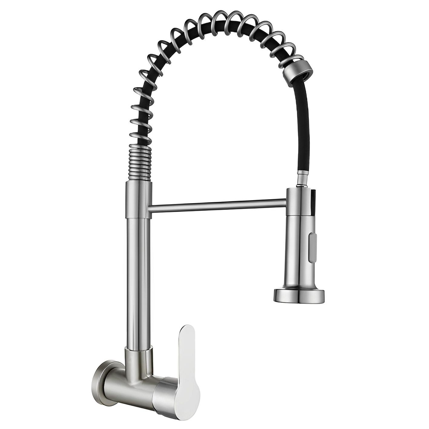 24242 Robinet de Cuisine Contemporain Chromé Simple Robinet d'Evier Froid Extension Acier Inoxydable Robinet de Cuisine à Ressort Tirant