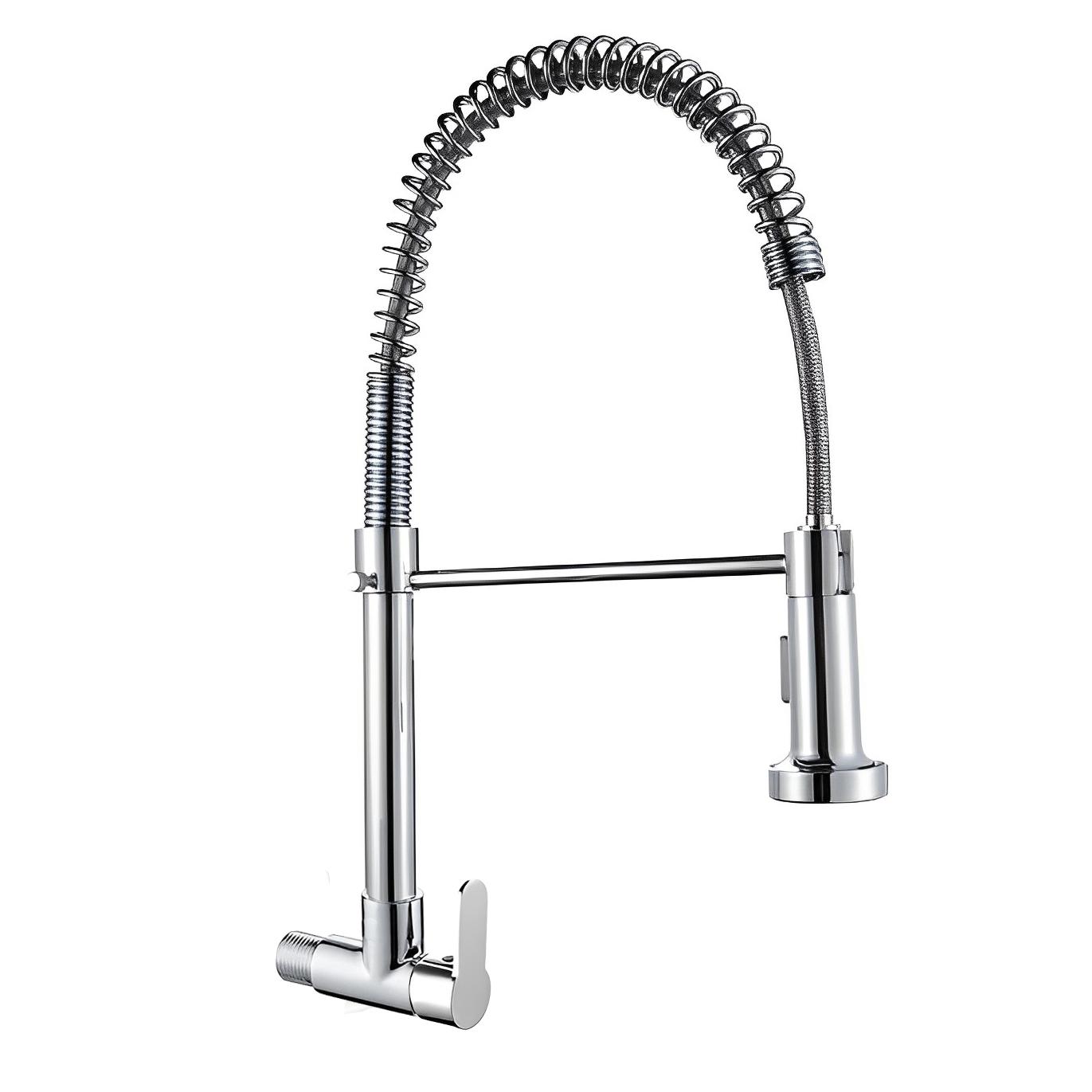 242424 Zeitgenössische Chrom Küchenarmatur einzelne kalte Spüle Wasserhahn Erweiterung Edelstahl ziehen Frühling Küchenarmaturen