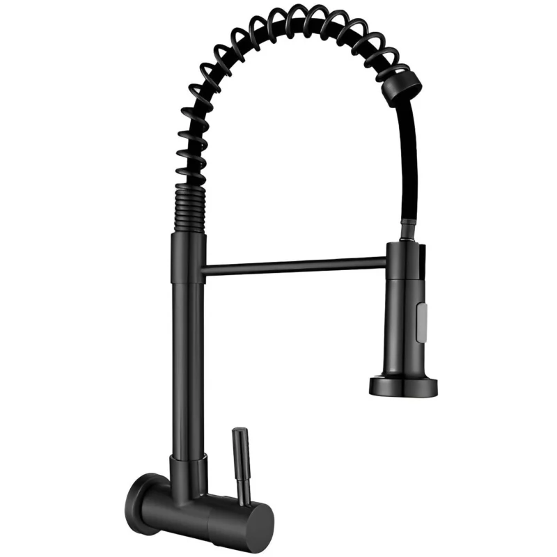 Moderne Edelstahl Küchenarmatur mit 2 Funktionen, schwarzer mattierter Sprühkopf und Wasserhahn für kalte Küchenarmaturen