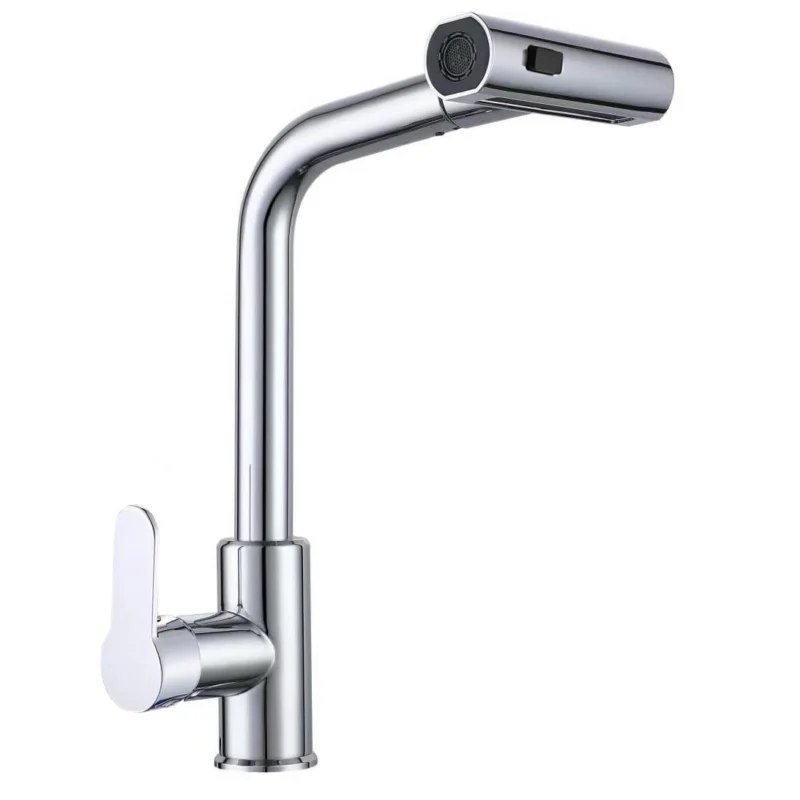 Moderna in acciaio inox rubinetto singolo cucina 360 gradi rotante rubinetto cascata modalità caldo freddo rotazione lavello cucina tirare rubinetto