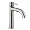 4 Rubinetto moderno per lavabo singolo ad acqua fredda Unico rubinetto per lavabo in acciaio inox stile nichel spazzolato per il bagno Lavaggio bacino classico