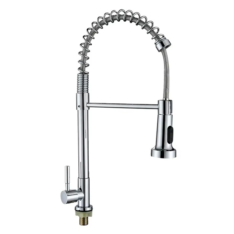 Contemporary Chrome Kitchen Faucet Single Cold Sink Tap Extension Stainless Steel Pull Spring Kitchen Faucets