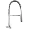 55 (1) Grifo de cocina monomando de pared de acero inoxidable con resorte de níquel cepillado Tirar pulverizador Grifo mezclador de cocina plegable de una sola palanca de cocina