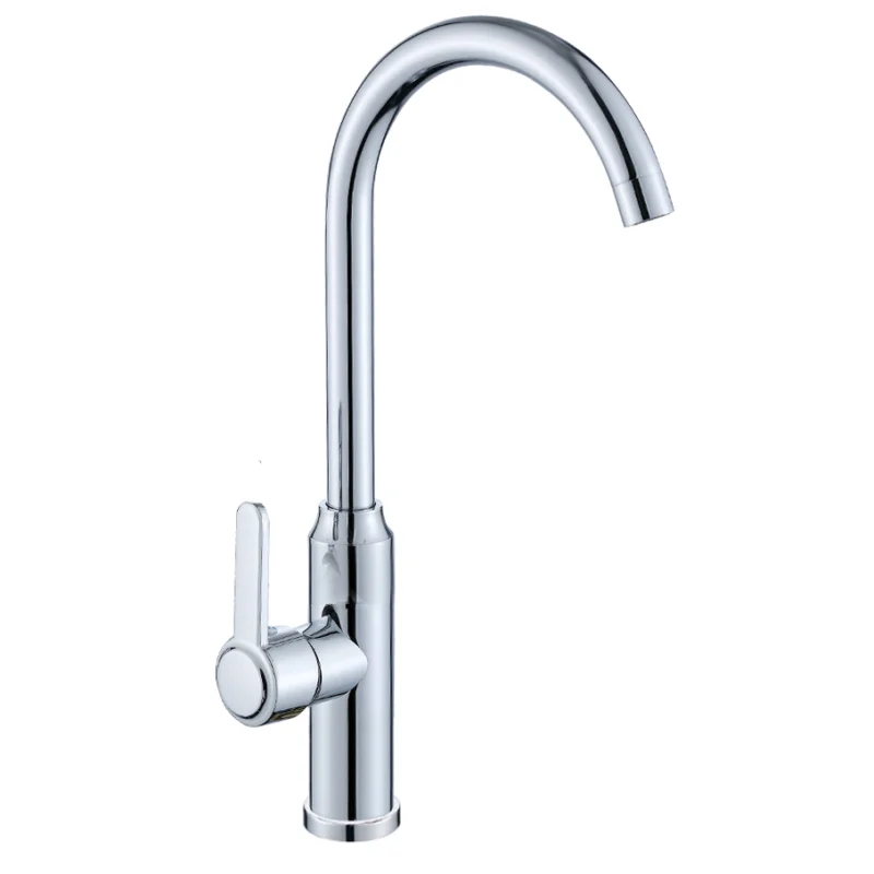 Economico commerciale cromo monocomando rubinetto da cucina montato sul ponte Miscelatore cucina collo lungo rubinetto lavandino rubinetto cucina foro