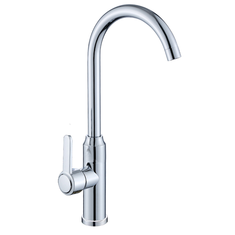 7571B-072P Torneira de cozinha económica comercial cromada de pega única montada no convés Torneira de cozinha com torneira de pescoço longo para lavatório