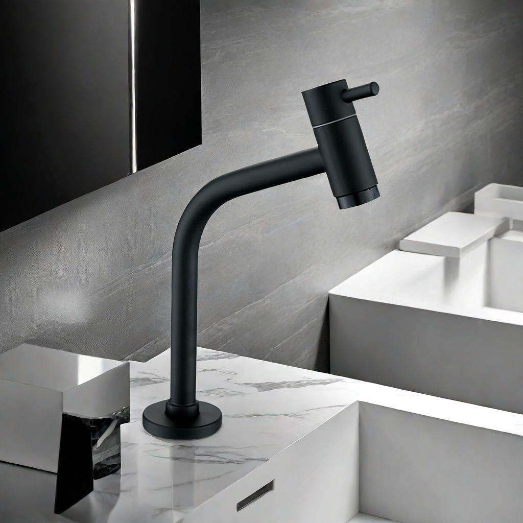 82 Fancy 304 Stainless Steel Basin Taps Metered Faucets for School Hotel Use Black Wash Basin Tap with Brass Valve Core
