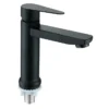 9137B2-151B2 Fancy grifo de lavabo negro solo frío estilo contemporáneo grifo de lavabo de acero inoxidable acabado cepillado cerámica para uso hospitalario de la escuela