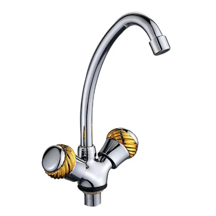 Robinet de cuisine moderne pour hôtel eau chaude eau froide robinet à deux poignées en zinc chromé robinet d'évier de cuisine bon prix