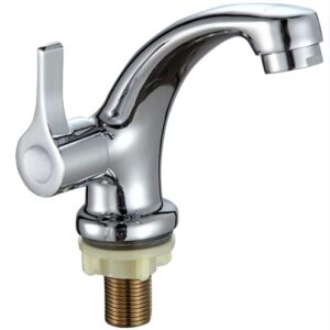 Torneira de lavatório moderna de zinco de um só manípulo Torneira de água de ferro com bainha de plástico termostática para loiça sanitária com torneira única fria