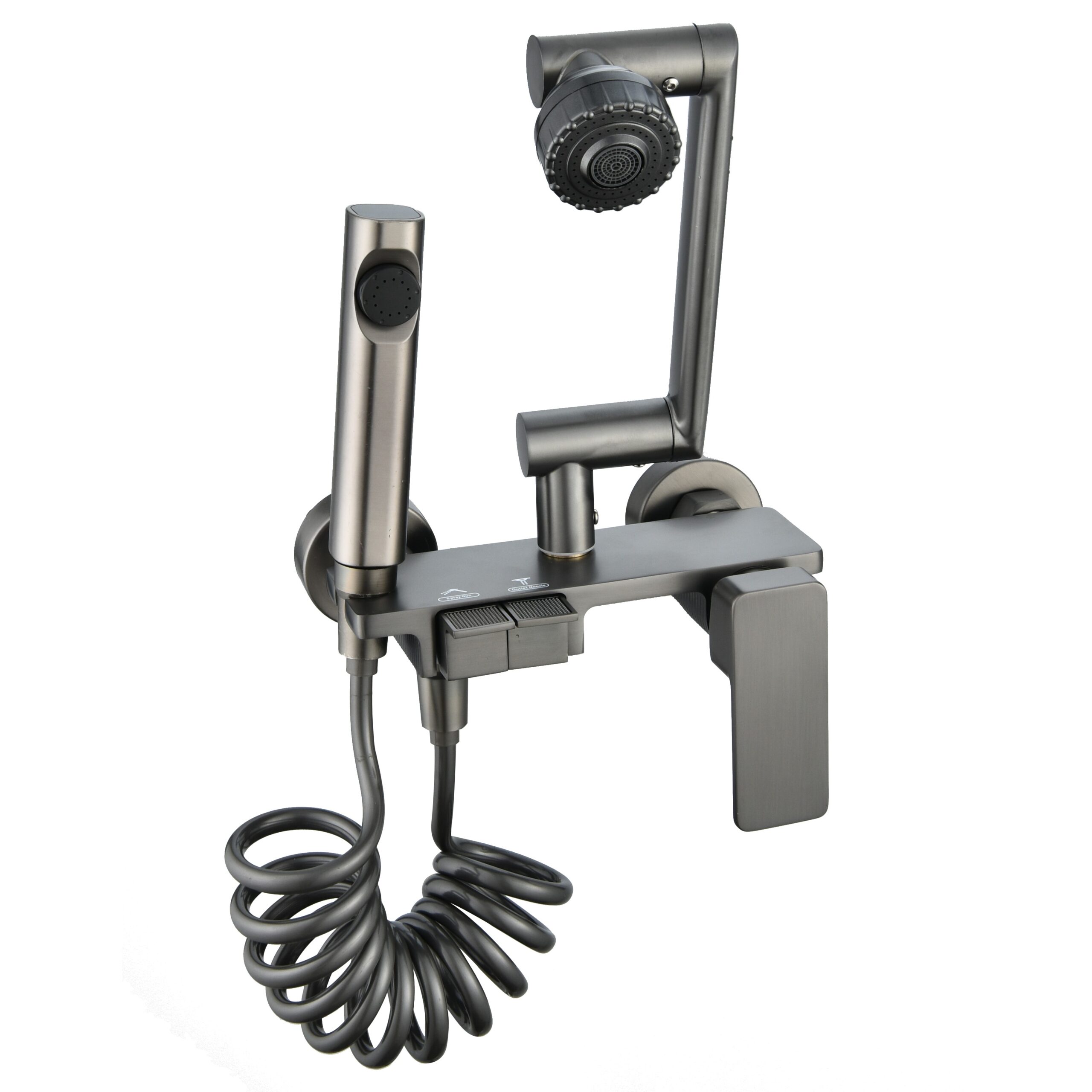 主图_4 Lusso Moderno rubinetto a parete in ottone flessibile pistola grigio acquaCaduta rubinetto lavello rubinetto cucina rubinetto doccia design cascata