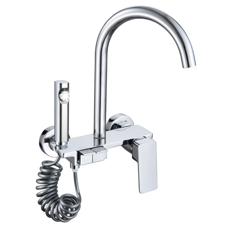 Luxus Modern Messing Wandmontage Küchenarmatur Flexibel Gun Grau Wasserfall Spüle Wasserhahn Küche Wasserhahn Dusche Wasserfall Design