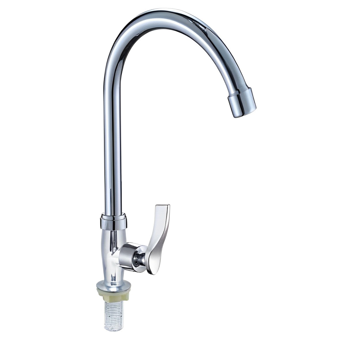 图片1 (1) Torneira de cozinha de água fria simples de venda quente Torneira de cozinha de liga de zinco de arco alto cromada torneira de bar de cozinha Gourmet de cozinha fria simples