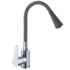 平三通+彩色喇叭管-灰 Moderno grifo de cocina monomando de agua fría cuerpo de zinc manguera flexible colorido grifo de cocina cocina del hotel