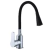 平三通+彩色喇叭管-黑 Moderno grifo de cocina monomando de agua fría cuerpo de zinc manguera flexible colorido grifo de cocina cocina del hotel