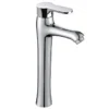 无 Moderno cromo pulido de aleación de zinc grifo del lavabo del cuerpo alto grifo mezclador de baño para el lavado de agua fría caliente grifo del lavabo de la mano