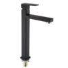 未命名-4.fw Fancy Grifo de lavabo cuadrado negro grifo alto de agua fría con cuerpo de zinc montado en la cubierta de un solo mango para lavabo de baño