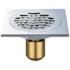 波纹地漏 Goede kwaliteit vloer Drain Cover Balkon Anti Odor Gold vloer Drain Strainers 4 Inch vierkante messing vloer Drain voor badkamer