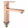 玫瑰金 Lujo Oro Barroco Grifo de lavabo de un solo agua fría cuerpo de zinc grifo cuadrado montado en la cubierta de un solo mango moderno grifo del fregadero