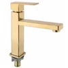 金色 Lujo Oro Barroco Grifo de lavabo de un solo agua fría cuerpo de zinc grifo cuadrado montado en la cubierta de un solo mango moderno grifo del fregadero