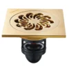 铜色地漏 Gute Qualität Bodenablauf Abdeckung Balkon Anti Geruch Gold Bodenablaufsiebe 4 Zoll quadratisch Messing Bodenablauf für Badezimmer