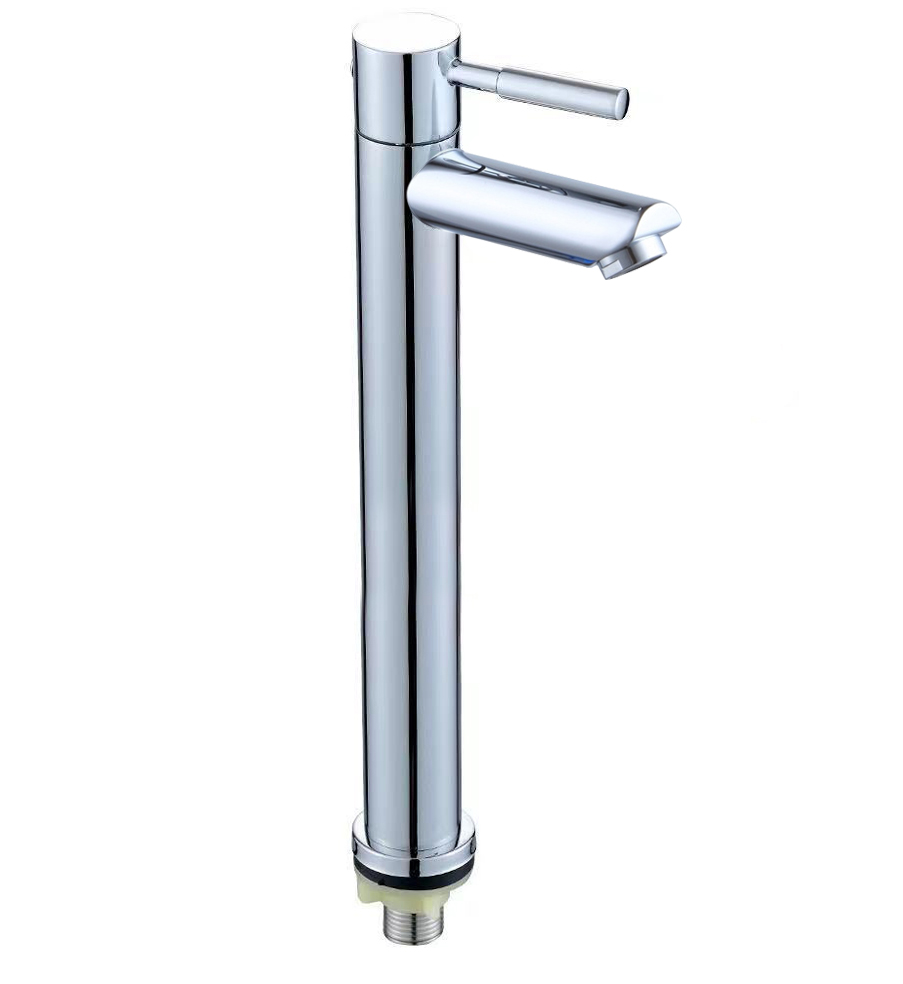 高直咀 Moderne ééngreeps 201 roestvrij staal zink badkamerkraan één gat montage geborsteld messing kraan kern koud water Single