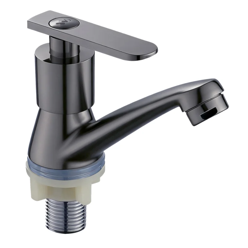 High Performance Zinc Body Brass Valve Core Single Handle Deck Mounted Cold Water Polished Surface Modern Design Bathroom Basin Faucet