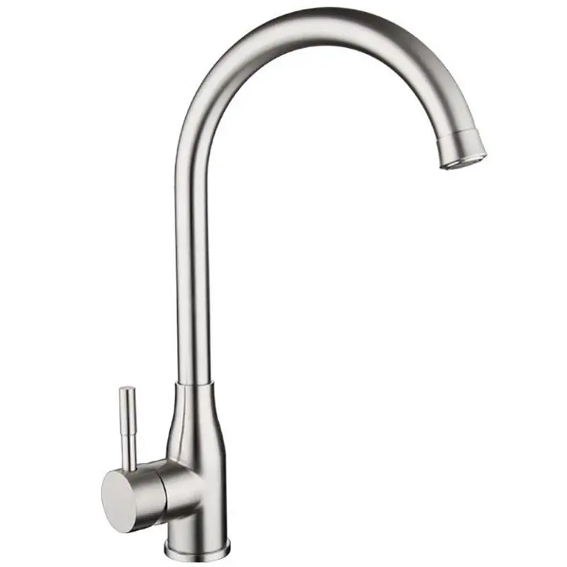 Robinet de cuisine classique moderne à une poignée, monté sur le plan de travail, en acier inoxydable, installation à un trou