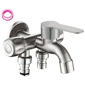 Moderner 2-Wege-Wasserhahn aus 304 Edelstahl mit Kupferkern für die Wandmontage von Waschbeckenarmaturen Zubehör für Waschmaschinenhähne