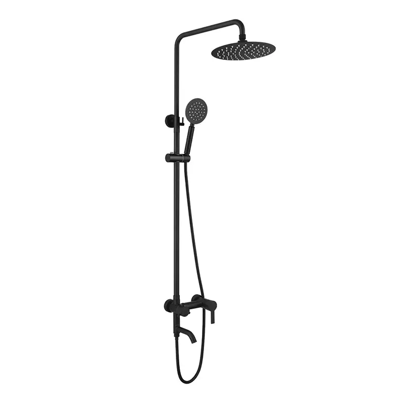 Moderna rubinetteria termostatica in acciaio inox nero opaco Tripla funzione pioggia spruzzatore manuale bocca vasca sistema doccia Jetter