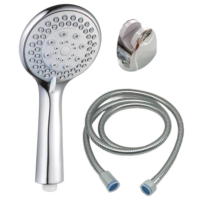 Alta potenza a parete Cromo soffione doccia palmare risparmio acqua calda fredda bagni sistema di plastica rubinetto bagno accessori