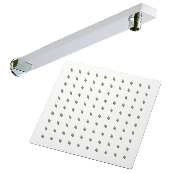 Accessoires de robinetterie de salle de bain de haute qualité, avec miroir chromé, design mince, douchette à main, support de filtre carré, installation facile.