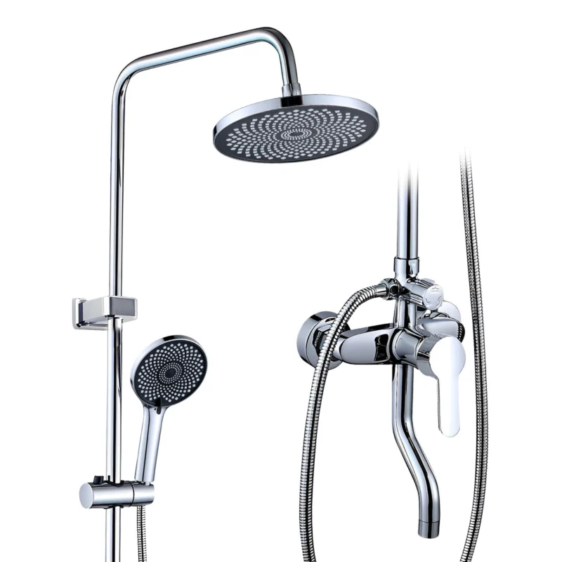 Alta qualità Classic Single-Handle Brass Wall-Mounted Bathroom Hardware Rainfall Chrome Polished Shower Bath Shower Faucets