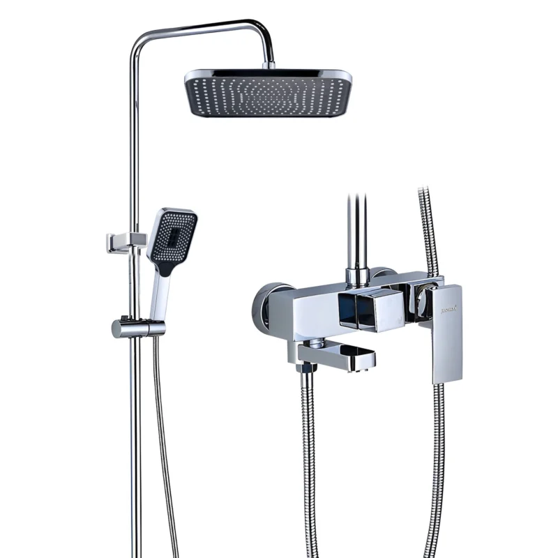 Outlet di fabbrica Stile pioggia a parete doccia termostatica Set di lusso finitura cromata rubinetto bagno in ottone morbido spray spazzolato superficie doccia