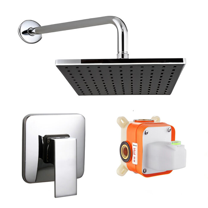 Factory Outlet Polished Brass Concealed Ceiling Bathroom Shower Set with Pre-Embedded Box Cold Hot Mode Concealed Cone Design Shower Head