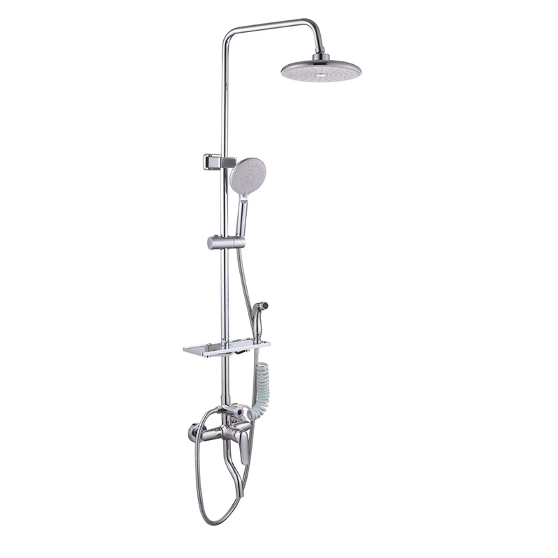 Hedendaagse Dual Handle Thermostatische Badkamer Douche Set Gepolijst Messing glijstang Zachte Spray Patroon Wandmontage Douche