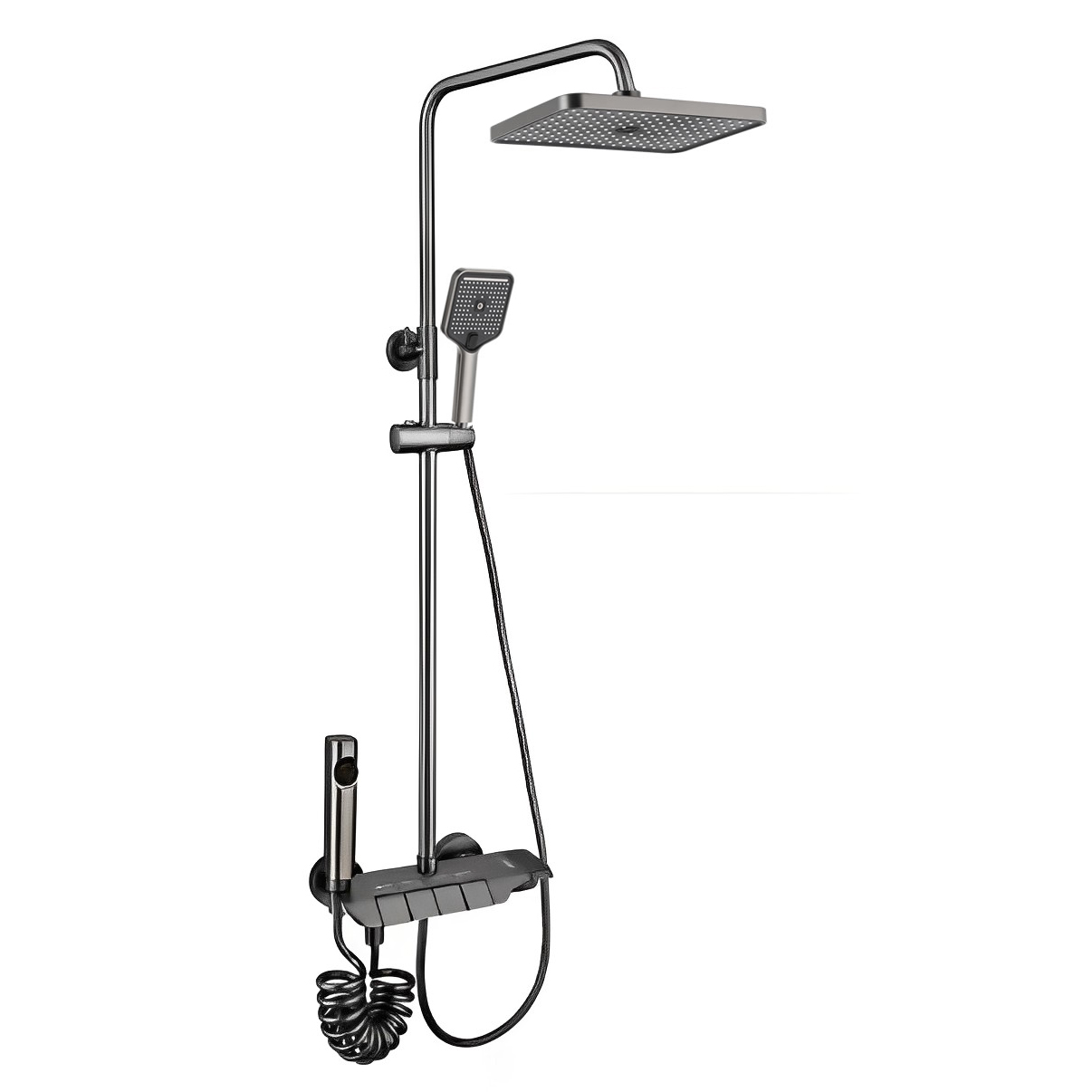 航母套装9 (1) Buen precio de una sola manija de la ducha de baño de lluvia de montaje en pared de latón pulido botones de piano de cromo del hotel estándar de ducha